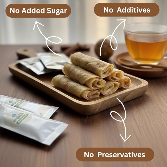Organic Sun Dried Banana Snacks - Natural Fruit Leather No Sugar Added - No Preservatives - Unsulfured - Soft and Chewy - Bulk Value Pack (16 OZ Individually Wrapped)