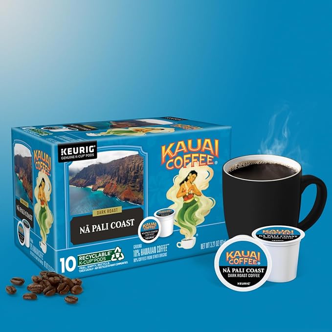 Kauai Coffee Na Pali Dark Roast - Compatible with Keurig K-Cup Brewers 10 CT (Pack of 4)