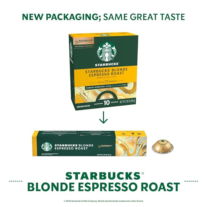 Starbucks by Nespresso Vertuo Blonde Roast Espresso 50-count Espresso Pods Brews 1.35 oz.
