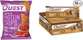 Quest Protein Chips &amp Cookie Dough Bars Bundle - Spicy Sweet Chili Chips (12 Ct 1.1 Oz) and Chocolate Chip Cookie Dough Bars (12 Ct 1.76 Oz)