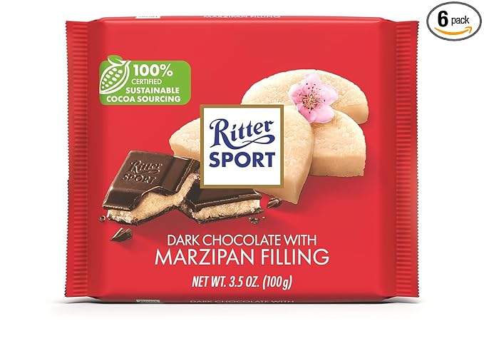 Ritter Sport Marzipan Dark Chocolate 100g - Pack of 6