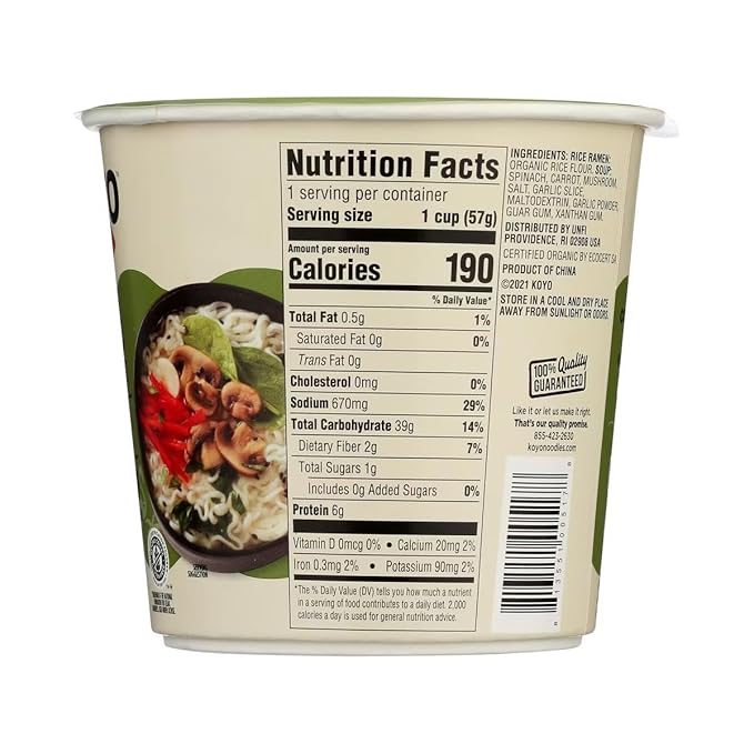 Garlic Vegetable Rice Ramen Noodle Soup Gluten-Free Vegan 2 oz 6 Count