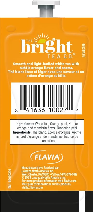 Flavia Bright Tea Co. White Tea with Orange Freshpacks works only with Flavia Brewers (Case of 100)