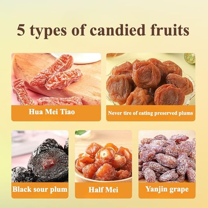 5 types of sweet and sour preserved plums 450g/can mixed with candied dried fruits black plums grape dried fruits Huameifruit snacks afternoon tea (3 can)