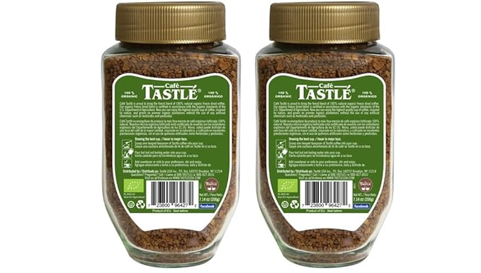 Cafe Tastlé 100% Organic Instant Coffee 2 jars of 7.14 oz (14.28 Oz)