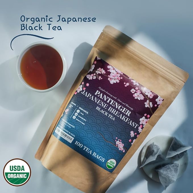 Organic Black Tea | 100 Tea Bags - Fine Japanese Breakfast Tea | Full Leaf Black Tea Organically grown in Japan Caffeinated | By Pantenger.