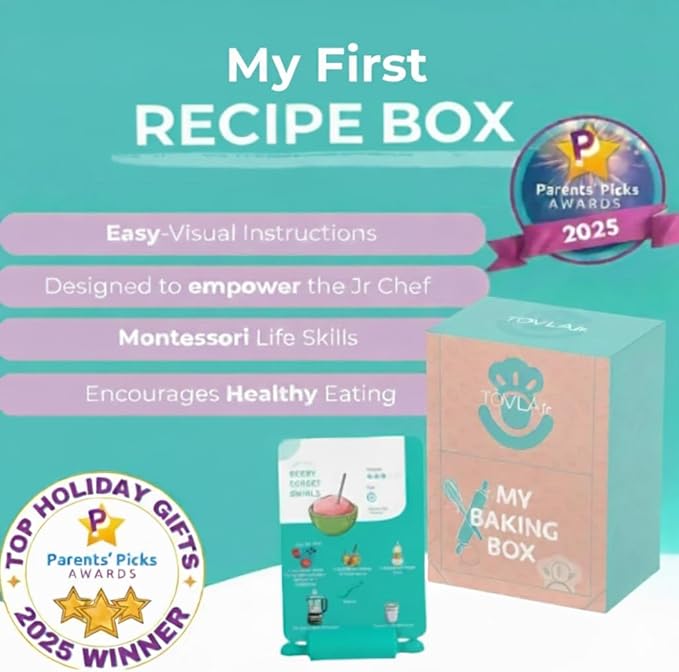 My First Dessert Recipe Box for Kids: Montessori-Inspired Easy-to-Follow Recipes with Visual Guides. Cookbook for Kids Ages 4+ with Storage Box and Recipe Stand.