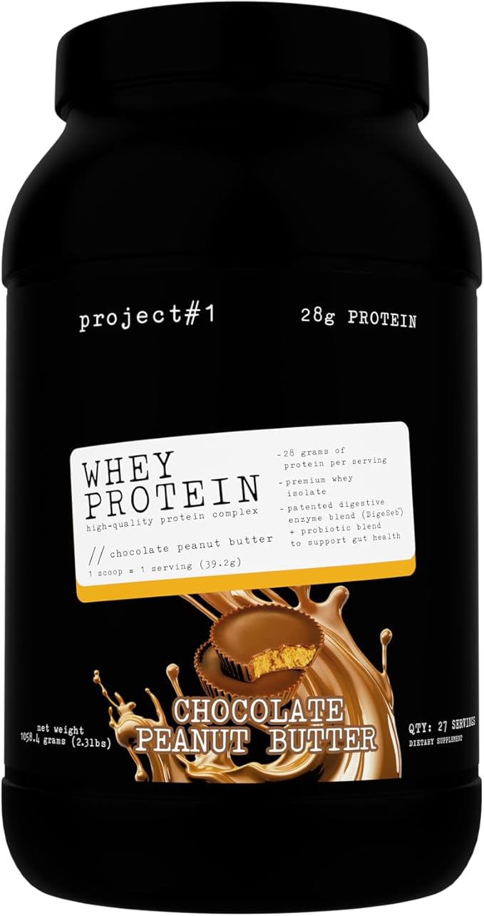 Project #1: Whey Protein Plus | Micro-Filtered Whey Isolate for Muscle Development &amp Rapid Recovery | Whey Protein Powder - Protein Drinks or Workout Smoothie | 27 Servings - Chocolate Peanut Butt