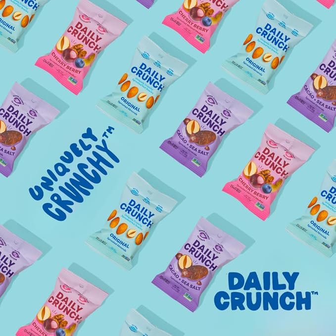 Daily Crunch Sprouted Almonds 1.5 Ounce Mini On-The-Go Bags Sprouted and Dehydrated for a Unique Crunch Keto Friendly Non-GMO (1.5 Ounce Nashville Hot)