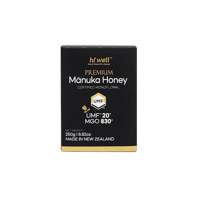 Hi Well Premium New Zealand 100% Manuka Honey | Monofloral Pure Raw Honey | UMF 20+ MGO 830+ Certified | 8.82Oz(250g)