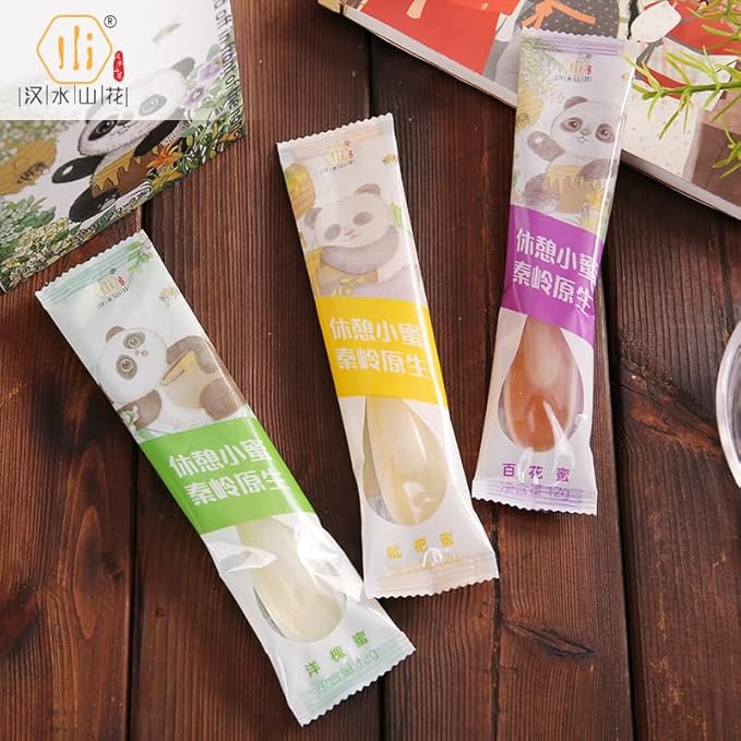 MEIMIDUO 1 box of 9 bags of honey bars - from a pure beekeeping farm without additives. Independent disposable spoon packaging clean and hygienic ready to eat super portable. Very suitable for lov
