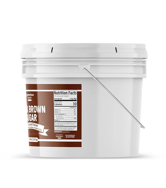 Unpretentious Dark Brown Sugar Great for Baking Rich Caramel Flavor Sweetener (1 Gallon Bucket)