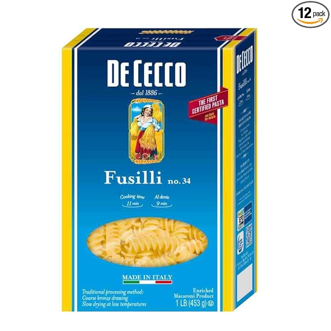 De Cecco Pasta Dececco Enriched Macaroni Fusilli 1 Pound -- 12 per case.