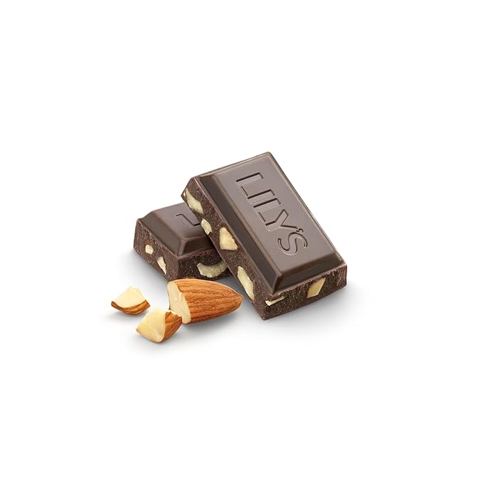 LILY'S Almond Dark Chocolate Style No Sugar Added Sweets Bars 3 oz (12 Count)