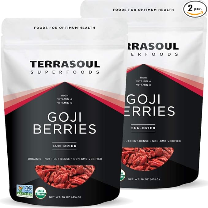 Terrasoul Superfoods Organic Goji Berries 2 Lbs (2 pack) - Large Size | Chewy Texture | Premium Quality | Lab-Tested…
