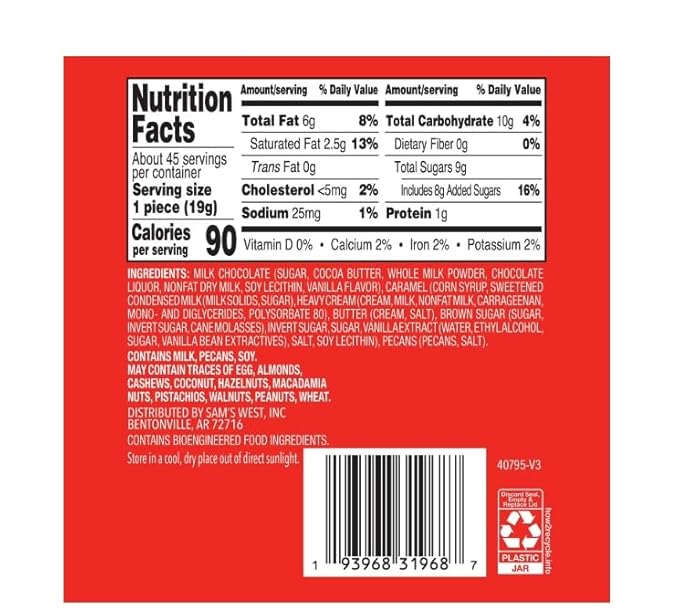Milk Chocolate Pecan Caramel Clusters 30.2 Oz Resealable Jar Small Batch Kettle-Cooked Candy Perfect for Snacking and Gifting