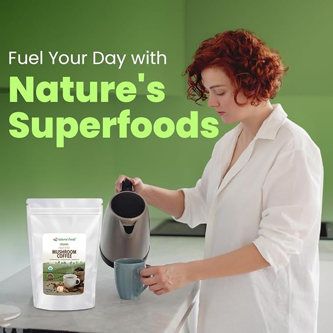 Organic Mushroom Coffee Bulk 5 lb - Instant Superfood Mix of Lion’s Mane + Cordyceps + Chaga + Coffee - Lightly Sweetened With Cashew Milk + Stevia - Vegan Gluten Free