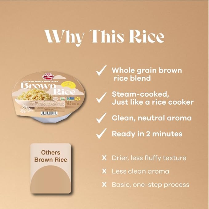 OTOKI Korean Sprouted Brown Rice Premium Whole Grain Rice Bowls Gluten-Free &amp Vegan Ready in 2 Minutes 7.41 oz (Pack of 12)