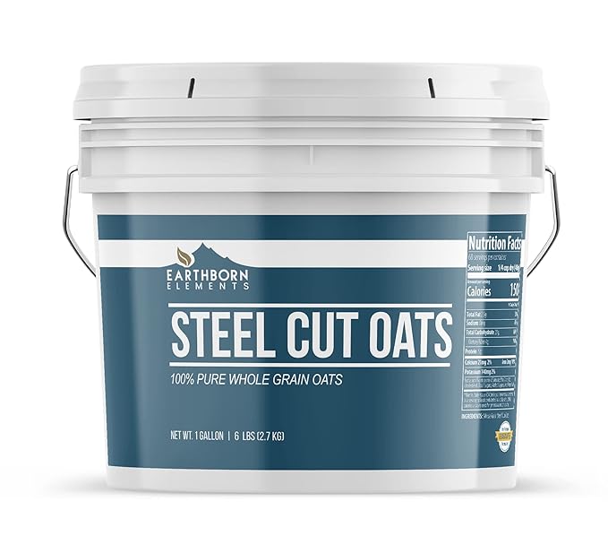 Earthborn Elements Oat Bundle 1 Gallon Bucket Each Steel Cut Oats Quick Oats and Rolled Oats