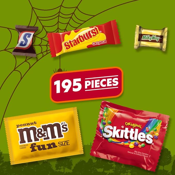 M&ampM'S SNICKERS &amp More Mini and Fun Size Halloween Candy Assorted Chocolate Candy Variety Pack195 Ct Bulk Bag