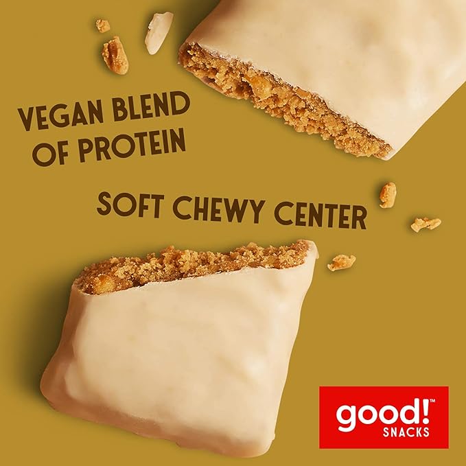 good! Snacks Vegan Peanut Butter Protein Bar | Gluten-Free Plant Based Low Sugar Kosher Soy Free Non GMO | 15g Protein (12 Bars)