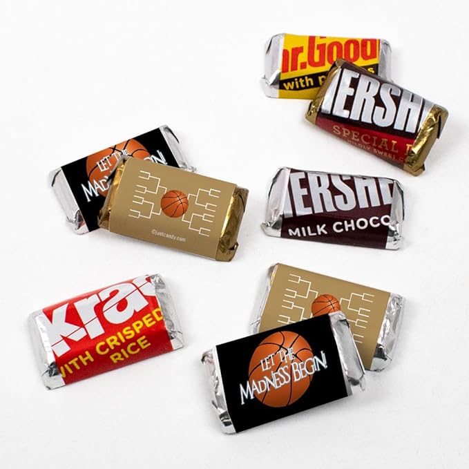 100ct Basketball Party Favors Wrappers for Miniatures Let the Madness Begin (100 Count) - Gold - Candy Not Included