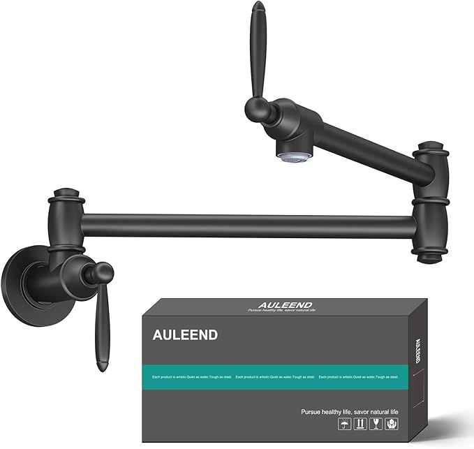 Wall-Mounted Foldable Brass Pot Filler Faucet for Kitchen Multifunctional Adjustable Water Faucet (Matte Black)