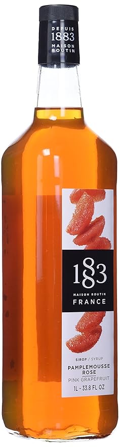 1883 Pink Grapefruit Syrup for Drinks Made in France 1 Liter Glass Bottle