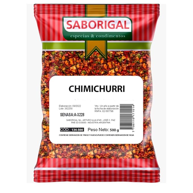 Saborigal Chimichurri Seasoning – Authentic Argentine Blend of Spices Oregano Garlic Parsley &amp Chili – 500 g / 1.1 lb Bag – Perfect for Grilling Meat and Vegetables