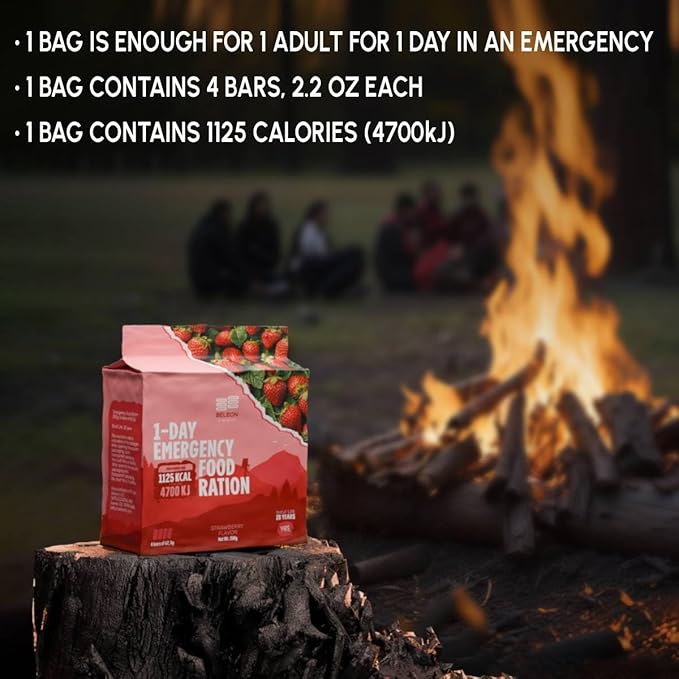 Emergency Food Supply - Strawberry Survival Ration - 20 Years Shelf Life - 3 Days