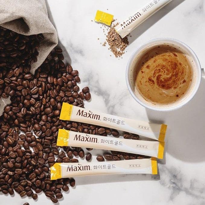 Maxim White Gold Instant Coffee Mix 1 Box 100 Sticks