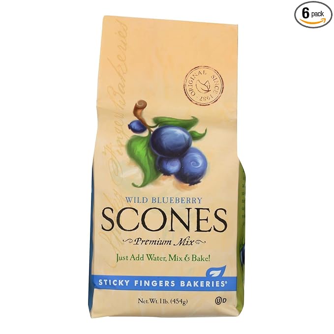 Sticky Fingers Bakeries Gluten Free Scone Mix Wild Blueberry (Pack of 6)