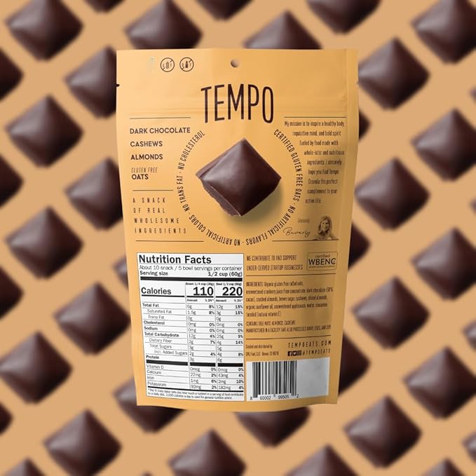 Tempo Granola Dark Chocolate Cashew Almond Loose Granola - 3 Pack of 11 oz Bags - Nutrient-Rich Gluten Free Vegan Oats High Protein Low Sugar Vegan Dairy Free Soy Free Vitamin E Prebiotics F