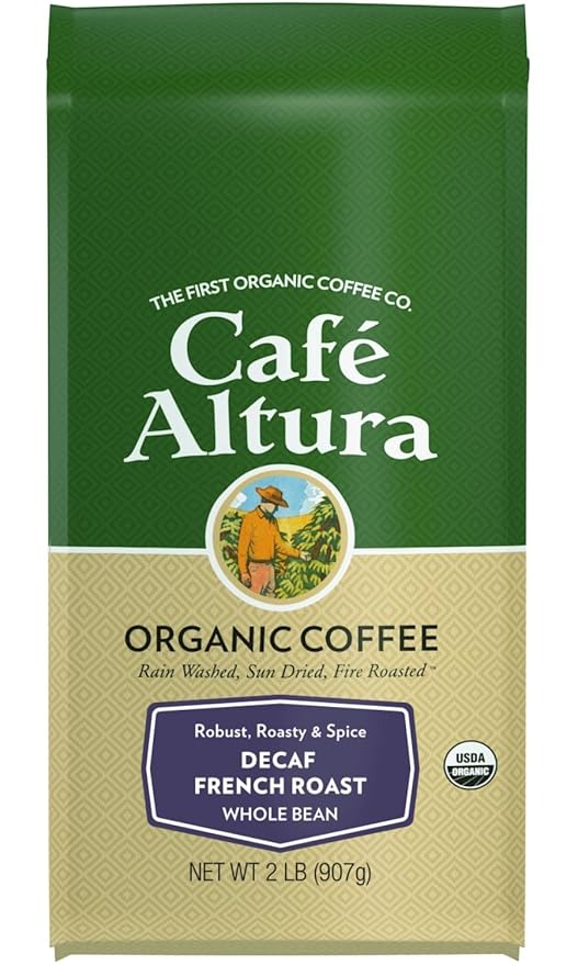 Cafe Altura Whole Bean Organic Coffee French Roast Decaf 2 lb Bag