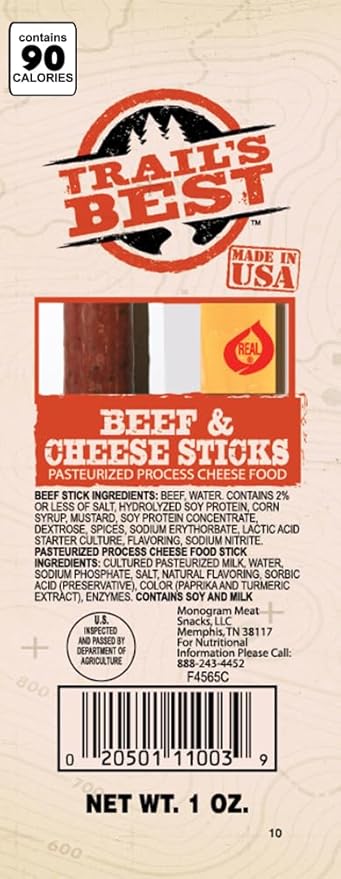 Trail's Best Twin Beef and Cheese Packs - 1oz Each (20 Count)
