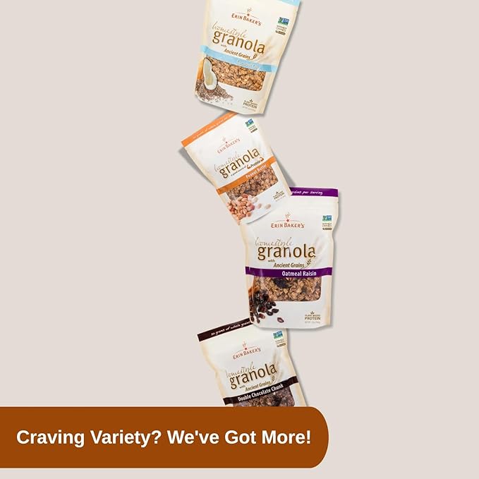 Erin Baker's Ultra Protein Granola Endurance Crunch Peanut Butter Vegan Non-GMO Granola Cereal 12 Ounce (Pack of 6)