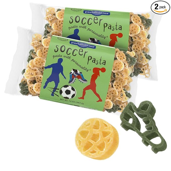 Pastabilities Fun Shaped Pasta for Kids - Soccer Shaped - Ball and Soccer Cleat Sport Theme Non-GMO Natural Wheat Pasta All-Natural Kosher Certified Made in the USA (2 Pack 14 Oz)