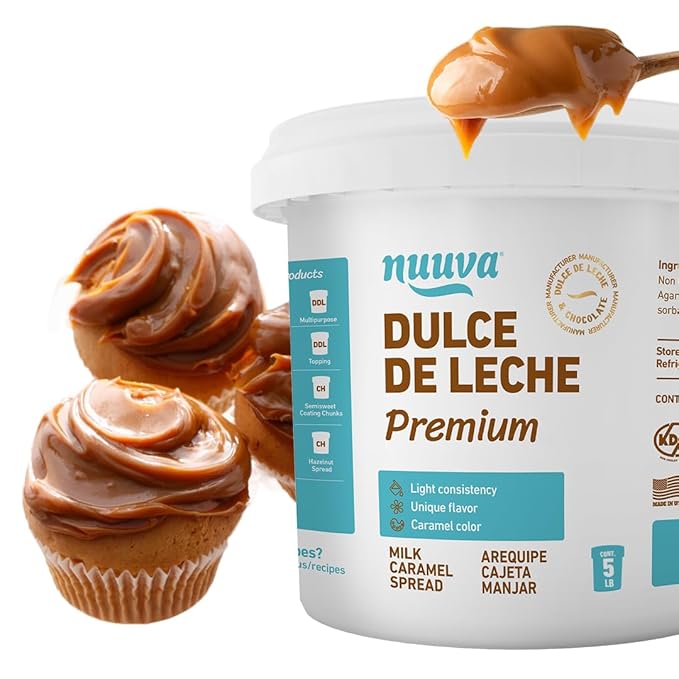 Nuuva Foods Premium Dulce de Leche – Authentic Creamy Caramel Spread – Perfect for Desserts Baking and Spreading Caramel Carmel Syrup Dulce De Leche Syrup - 5 lbs