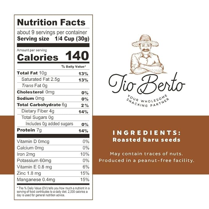 Keto Baru Nuts Roasted 1.5 Pound 24 oz Value Pack Exotic Gluten Free Snacks | Premium Wild Supernuts Superior to Organic Nuts | Suitable for Vegan Keto Peanut Free Diets | High Protein Snacks | Cru