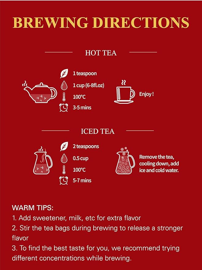 GLDNT Organic Black Tea Loose Leaf Natural Organic Black Tea Full-bodied &amp Mellow Taste Caffeinated Hot &amp Iced Tea 16oz
