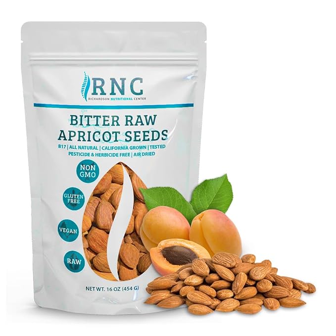 Richardson Nutritional Center Fresh Raw Bitter Apricot Seeds (1 LB) 16oz - California Grown Kernels with B Vitamins Minerals Protein - Lab Tested Vegan No Gluten or GMO
