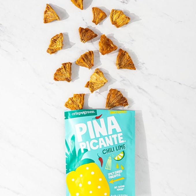 Crispy Green Pina Picante Dehydrated Pineapple Healthy Snacks Chili Lime 12 Single Serve Bags