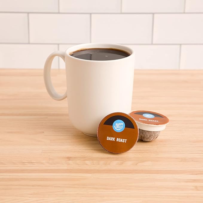 Amazon Brand - Happy Belly Dark Roast Compostable Coffee Pods Compatible with K-Cup Brewer 96 Count (Pack of 2)