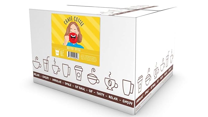 Crave Beverages Flavored Coffee Pods Compatible with Keurig K-Cup Brewers Butter Toffee 100 Count