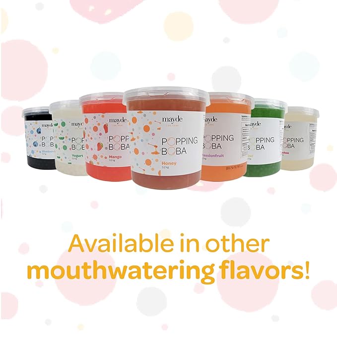 Mayde Popping Boba Pearls Strawberry Boba Popping Pearls Bursting Balls for Drinks Desserts &amp Breakfast Bowls Strawberry Flavor 7 Pounds