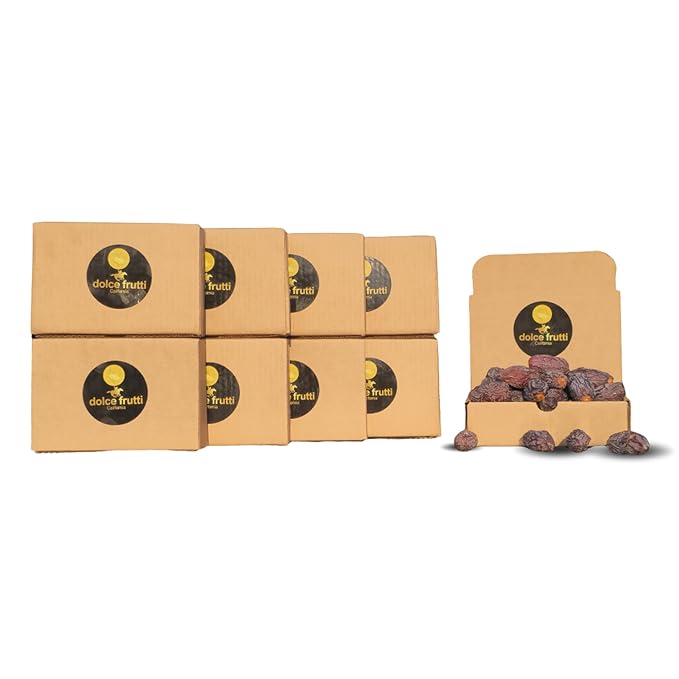 Dolce Frutti's Organic Medjool Dates Grown in California– 8 Lbs –Jumbo Soft and Naturally Sweet Non-GMO Rich in Fiber Antioxidants (8 Lbs)