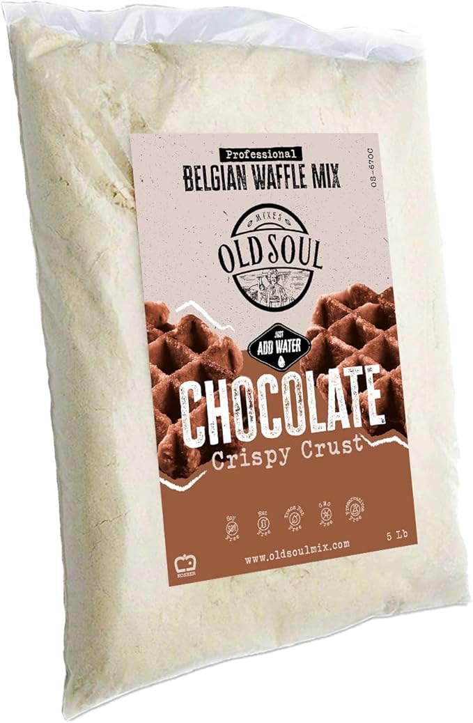 OldSoul Belgian Waffle Mix | Chocolate Flavour | Soy &amp Nut free | Belgian Batter Mix | 5 lbs | 28 Waffles (Chocolate)