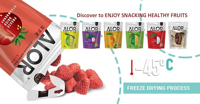 ALOR 100% Freeze Dried Pineapple Chunks – Unsweetened No Sugar Added Pure Fruit Snack – Crunchy Crispy &amp Gluten-Free – Healthy Dehydrated fruit (15 Gram x 8 Pack - Pineapple)