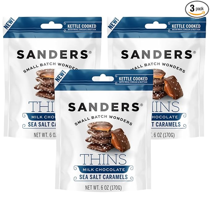 Sanders Milk Chocolate Sea Salt Caramel Thins 3-Pack (3 x 6 oz. pouch)