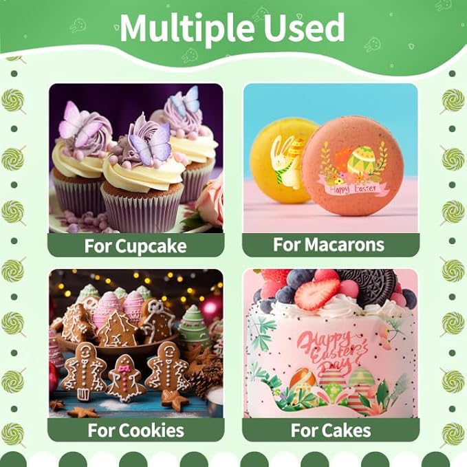 Edible Paper Frosting Sheets A4 Size with 120pcs Wafer Butterflies Icing Sheets for Cakes Printable Edible Image Paper Sugar Sheet for Cupcake Toppers Cake Decorations